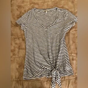 Express Black and White Striped Top Medium